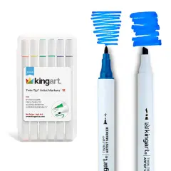 KINGART&reg; Twin-Tip&trade; Permanent Alcohol-Based Sketch Markers, 12 Colors