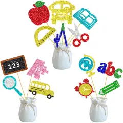 Back to School Party Centerpiece Sticks Glitter