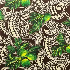 1 Yard Longan Traditional Tattoo Background Poly Cotton Fabric Print 45 Inch Width Beige & Brown
