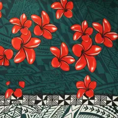 Talofa Samoa Plumeria Polyester Sarong 72" L x 45" W Hunter Green