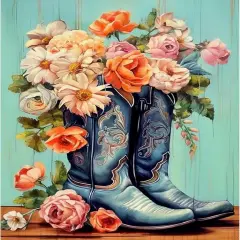 Cowboy Boots Paint by Numbers Kit for Adults Beginner