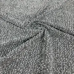 1 Yard Metallic Lame Confetti Sequins Spandex Fabric Stretchy Polyester 58-60 inches width Gray/White
