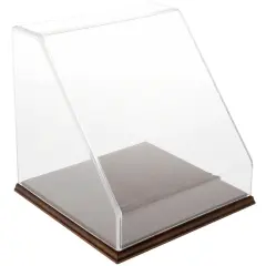 Plymor Clear Acrylic Slanted Front Display Case, 10" x 10" x 10" Hardwood