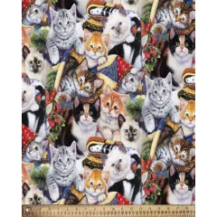 Kittens Cat Fun Cotton Fabric | By the Yard | Sewing and Crafting | 44 inches wide