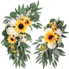Artificial Sunflower Floral Swag Set of 2,Wedding Sign Flower Arrangements Rose