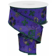 1.5" Mardi Gras Pattern Ribbon: Purple (10 Yards)