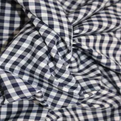 1 Yard Navy Blue 1/8&Prime; Gingham Checkered Poly Cotton Fabric Non-Stretch Dressmaking Cloth 58/59 Inch Wide