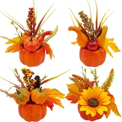 4 Pack Fake Pumpkins for Autumn Tabletop