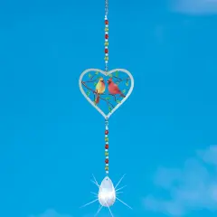 Collections Etc Heart Cardinal Couple Hanging Suncatcher