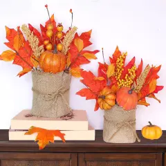 2 Styles Fall Decor 2 Pack 10 Inch Tabletop Fall Tree