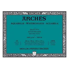 Arches Artist Watercolor Blocks, 300 lb Cold Press 10x14" (10 Sheets)