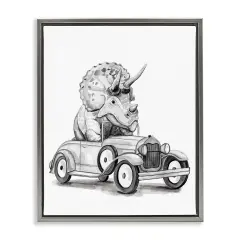 Stupell Industries Triceratops in Hot Rod Floating Frame By Rachel Nieman