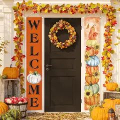 Fall Door Banners Welcome Autumn Porch Sign