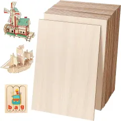 24 Pack Basswood Sheets - 4 x 6 x 1/16 Inch Thin Plywood Wood Squares for Crafts