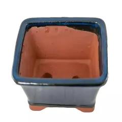 Rectangular Shohin Bonsai, Succulent Pot 6.25"x 5"x 2.75" w / Mesh - Dark Blue