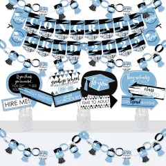 Big Dot of Happiness Light Blue Grad - Best is Yet to Come - Banner and Photo Booth Decorations - 2025 Grad Party Supplies Kit - Doterrific Bundle
