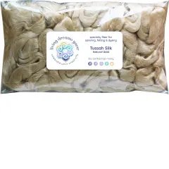 2oz Tussah Silk Fiber: Premium Grade Glossy Combed Top Roving. Hand Spinning, Blending, Felting, Dyeing, Paper & Soap Making. Natural Golden
