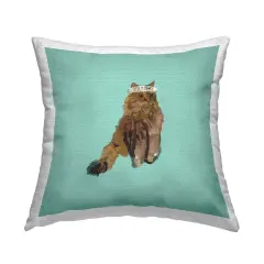 Fluffy Cat & Crown Design by Amelia Noyes Outdoor Printed Pillow 