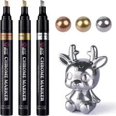 LET'S RESIN Liquid Mirror Chrome Metallic Markers, Reflective Gloss, 2-5mm Larger Application Area, 3 Colors Epoxy Resin Tools/Supplies for Coloring, Stroke, Painting, DIY Craft