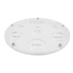 Lucite Seder Plate with Leatherette Backing Silver