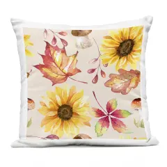 Stupell Industries Fall Mushroom Sunflowers Pattern Outdoor Pillow, 18 x 7 x 18