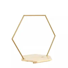 28" Gold Wood Hexagon Geometric Metal Arch Cake Display Stand Decorations