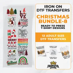 Iron on DTF Transfer Christmas Bundle 8 - 12 Best Seller T-shirt Designs Ready To Press