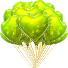 20Pcs 18 inch Lime Green Foil Mylar Heart Shape Balloons Decorations Valentines Birthday Wedding Baby Shower Party (Green and Lime Green)