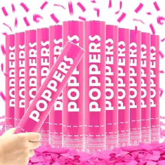 Confetti Cannon Pink 12 Pack Biodegradable Handheld Confetti Party Poppers for Weddings, Gender Reveals, Birthdays & Celebrations 12-Inch Twist Confetti Shooters for Party Fun