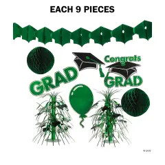 Graduation Party Decorating Kit - 9 Pc Green