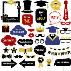 Graduation Photo Booth Props 2025 Graduation Decorations Class of 2025 Grad Party Supplies for College High School - Real Glitter