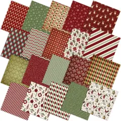 60 Pcs Christmas Vintage Stripe Quilting Fabrics - 10 x 10 Inch
