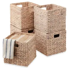 Best Choice Products 13x13in Hyacinth Storage Baskets, Set of 5 Multipurpose Collapsible Organizers White