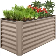 Best Choice Products 4x2x2ft Outdoor Metal Raised Garden Bed, Planter Box for Vegetables, Flowers, Herbs Taupe