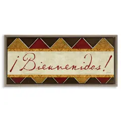 Stupell Industries Bienvenidos Patr&oacute;n Tradicional Framed Floater Canvas Wall Art Brown Floater Frame