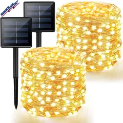 2 Pack Outdoor Solar String Lights - 80FT, 200LED (Warm White)