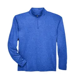 UltraClub&reg; Men's Cool & Dry Heathered Performance Quarter-Zip