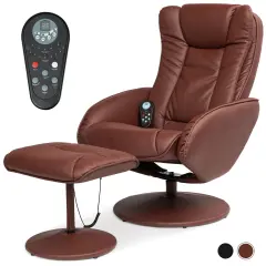 Best Choice Products Faux Leather Electric Massage Recliner Chair w/ Stool Ottoman, Remote Control, 5 Modes Brown