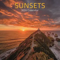 The Gifted Stationary 2026 Square Wall Calendar, Sunsets, 16-Month Natural World Theme Hanging Calendar with 180 Reminder Stickers, Month Planner for Home or Creative Spaces, 12x12 In Multicolor