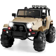 Best Choice Products 12V Kids Ride On Truck Car w/ Remote Control, Spring Suspension, Bluetooth, LED Lights Sand