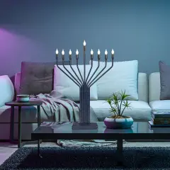 Rite Lite LED Lighted Knesset-Style Menorah - 24" - Navy Blue