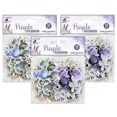 Pack of 3 - Little Birdie Ephemera Embellishment 36/Pkg-Purple Passion