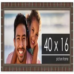 40x16 Modern Bamboo Picture Frame with UV-Resistant Acrylic & Acid Free Backing, Available in5 Finishes - Gold, Silver, Brown, Black, and Natural