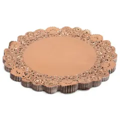 100 Pack Round Lace Paper Doilies, 12 Inch Rose Gold Placemats for Desserts, Cakes, Pastries, Table Decorations