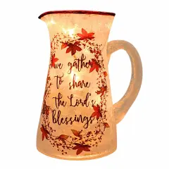 Stony Creek 6.75 In Share The Blessings Lit Pitcher Thanksgiving Lighted Glass Accent , Thanksgiving Decor Pre-Lit Autumn GATHER