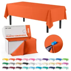  Party Solids 54" x 300' Plastic Table Cover Roll with Slide Cutter &ndash; Cut-to-Size Dispenser Box &ndash; Makes Up to 36 Disposable 8' Rectangle Tablecloths by Exquisite Orange