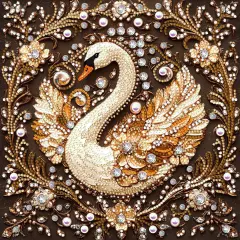 Diamond Painting Swan Flower Diamond Art Kits for Adults, Special Shaped Rhinestone Diamond Painting Kit for Beginner, Partial Drill Gems Art Craft for Home Wall Decor 12x12 inch