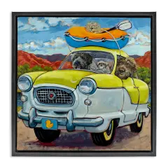 Stupell Industries Vacation Dogs in Car Floating Frame Design By CR Townsend