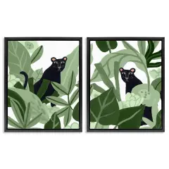 Stupell Industries Panthers Among Tropics 2pc Floater Framed Canvas Wall Art Set Design by June Erica Vess 