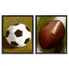 Stupell Industries Soccer & Football Traditional 2pc Floater Framed Canvas Wall Art Set Design by Regina Moore 